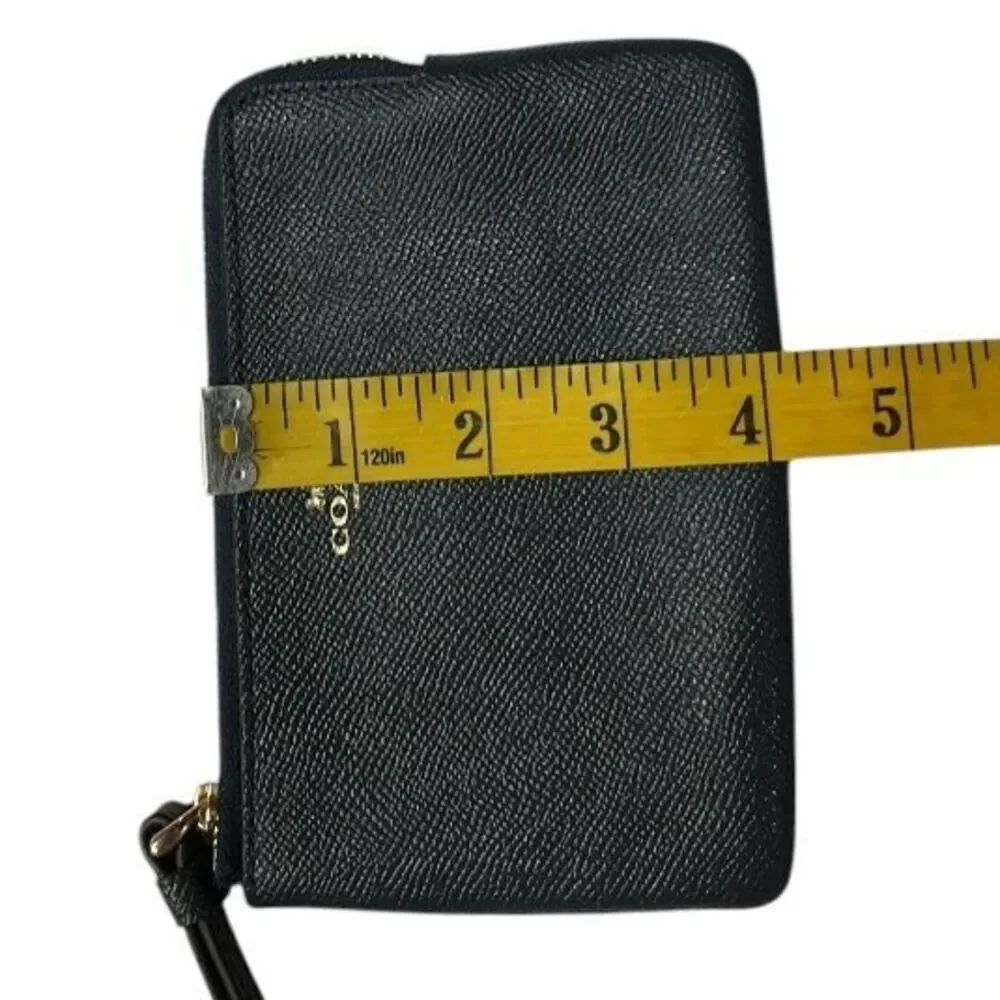Coach Corner‎ Zip Wristlet Wallet Crossgrain Small Leather Black